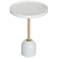20" High White Marble and Gold Aluminum Side Table