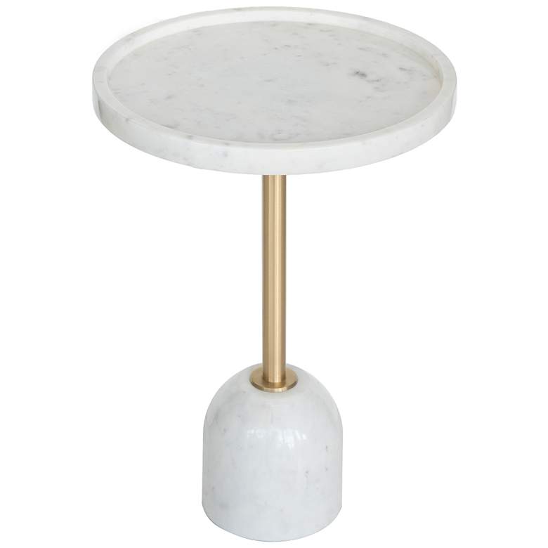 Image 1 20 inch High White Marble and Gold Aluminum Side Table