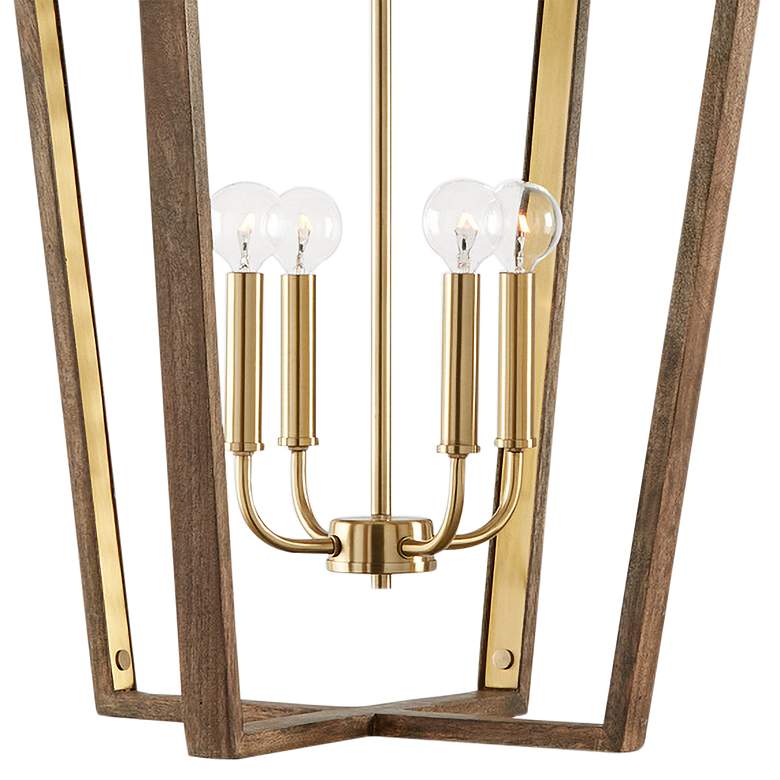 Image 2 20 inch W x 27 inch H 4-Light Pendant in Nordic Wood and Matte Brass made more views