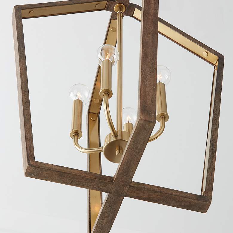 Image 3 20 inch W x 27 inch H 4-Light Pendant in Nordic Wood and Matte Brass made more views