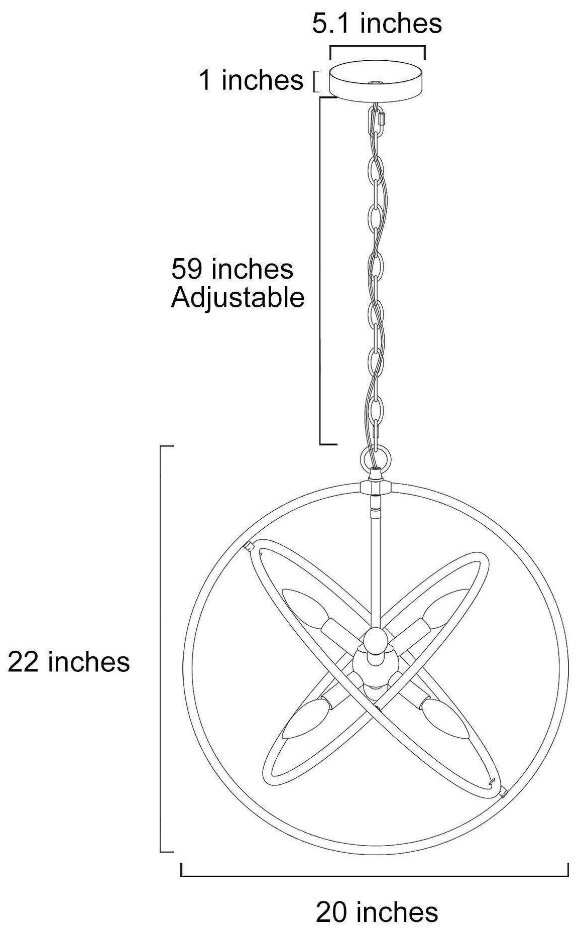 Image 4 20" Wide 6-Light Black Gold Lantern Globe Chandelier more views