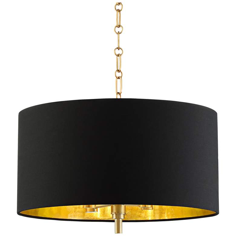 Image 2 20 inch Wide Warm Gold Pendant Light With Black Shade