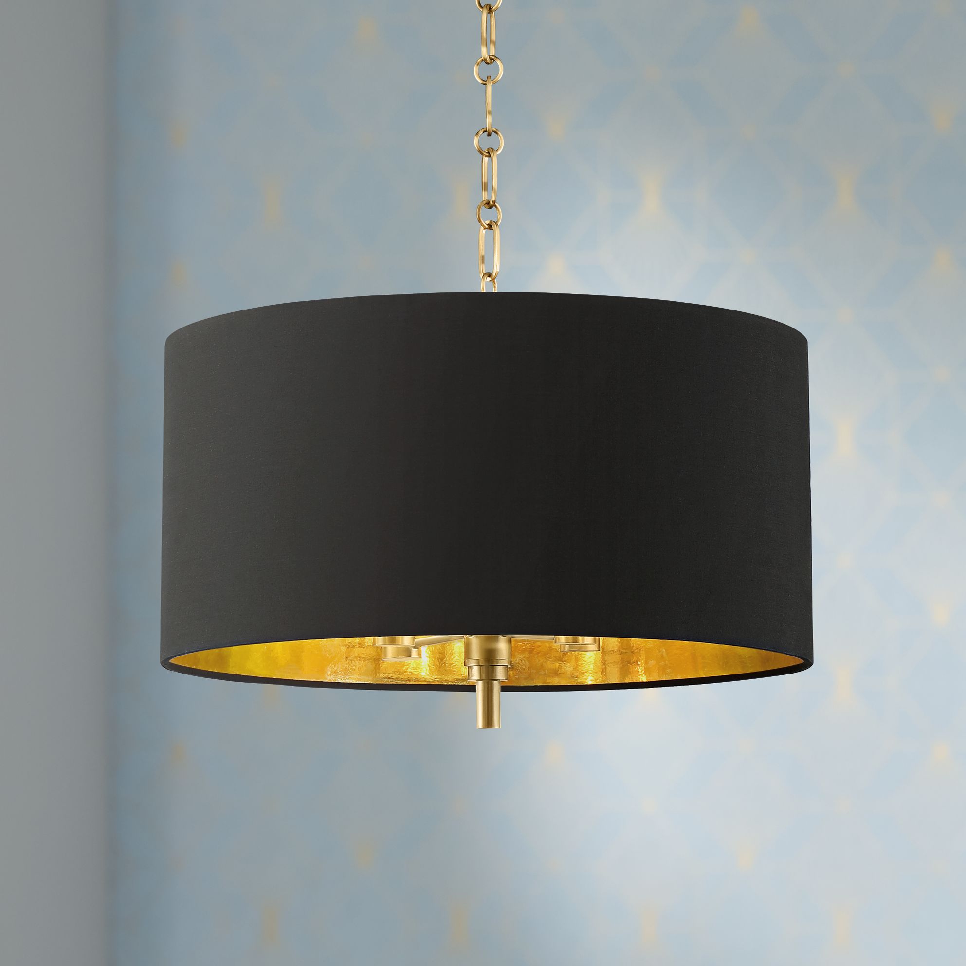 black shade pendant chandelier