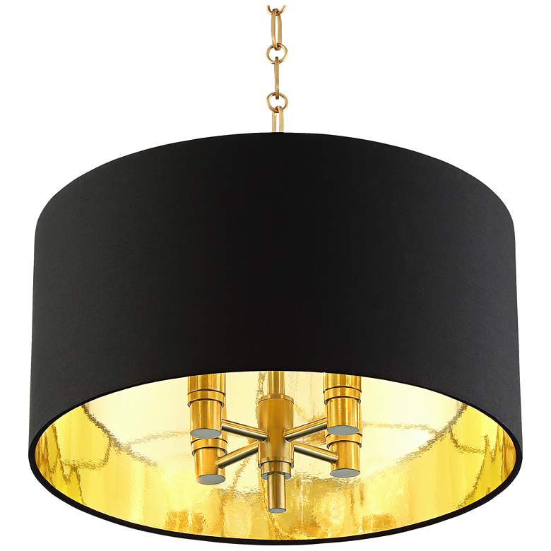 Image 3 20 inch Wide Warm Gold Pendant Light With Black Shade more views