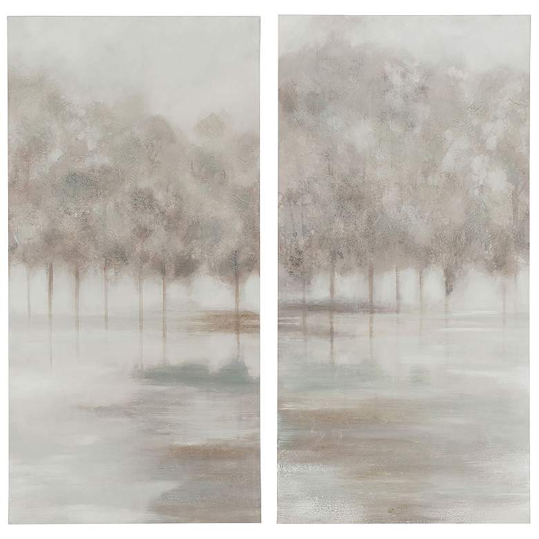 Image 1 20" x 40" Trees Beige Hand Painted Canvas Wall Art