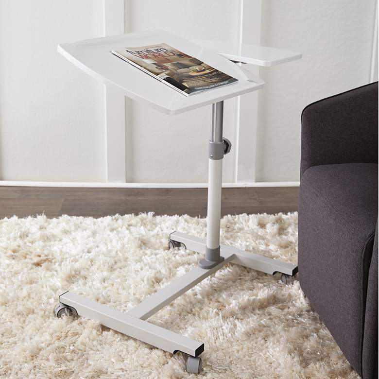 Image 1 200 Collection 16" Wide White Wood Adjustable Reading Table
