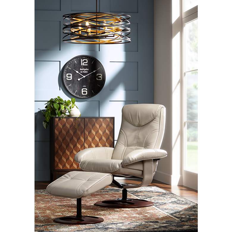 Image 1 Newport Taupe Swivel Recliner and Slanted Ottoman in scene