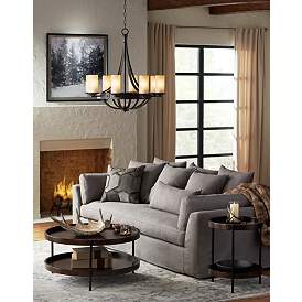 Image1 of Franklin Iron Works Sperry 28" Bronze Bowl and Scavo Glass Chandelier in scene