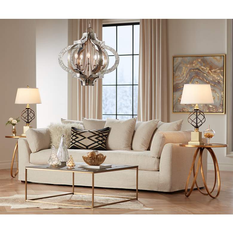 Image 1 Regency Hill Montecito 31 1/2" Gold Black Cage Table Lamps Set of 2 in scene