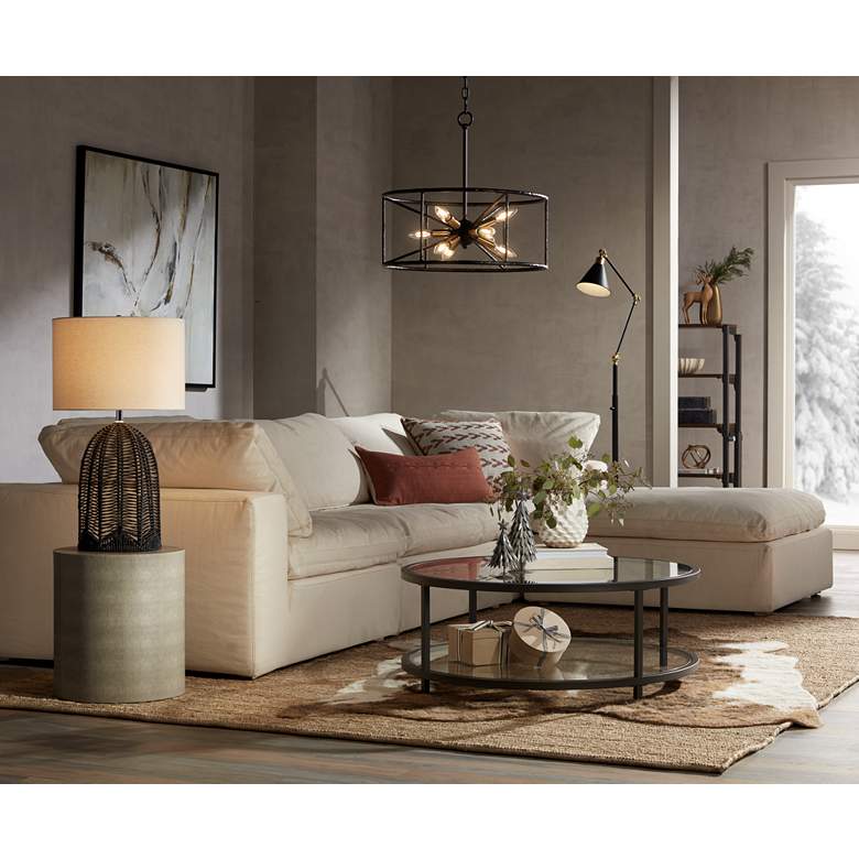 Image 1 360 Lighting Wray 61" Modern Black and Brass Adjustable Floor Lamp in scene