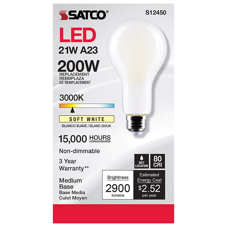 Image 4 200W Equivalent Satco Frost 21W LED Non-Dimmable Standard more views