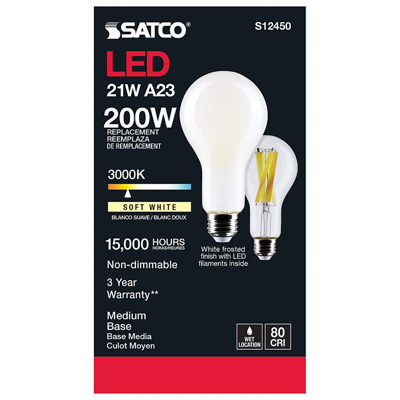 Image 5 200W Equivalent Satco Frost 21W LED Non-Dimmable Standard more views