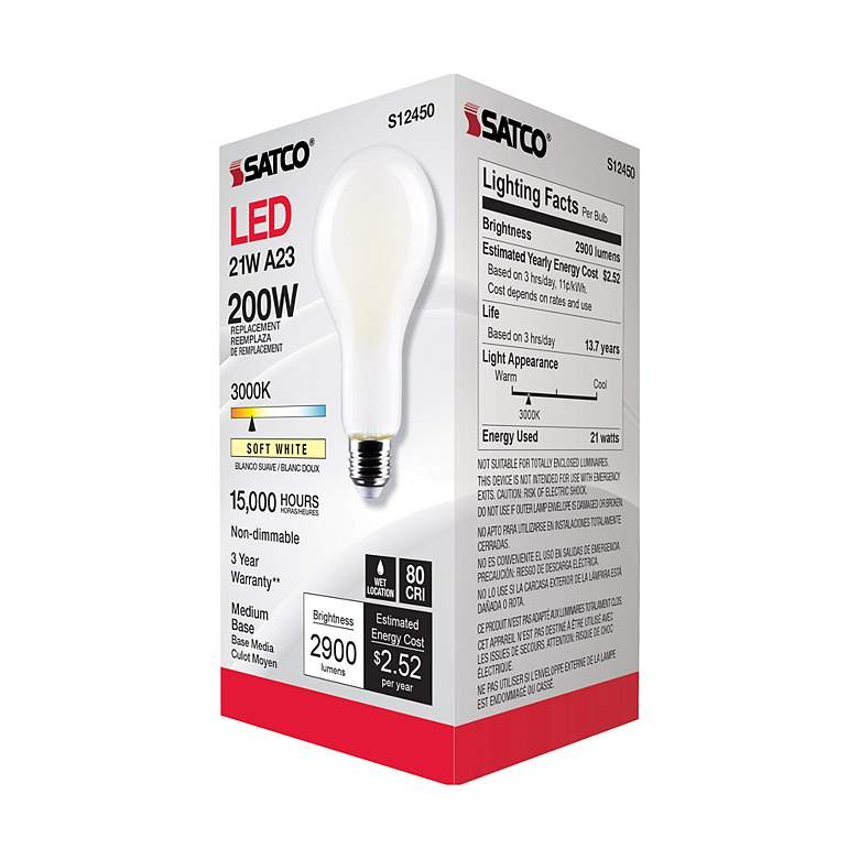 Image 6 200W Equivalent Satco Frost 21W LED Non-Dimmable Standard more views