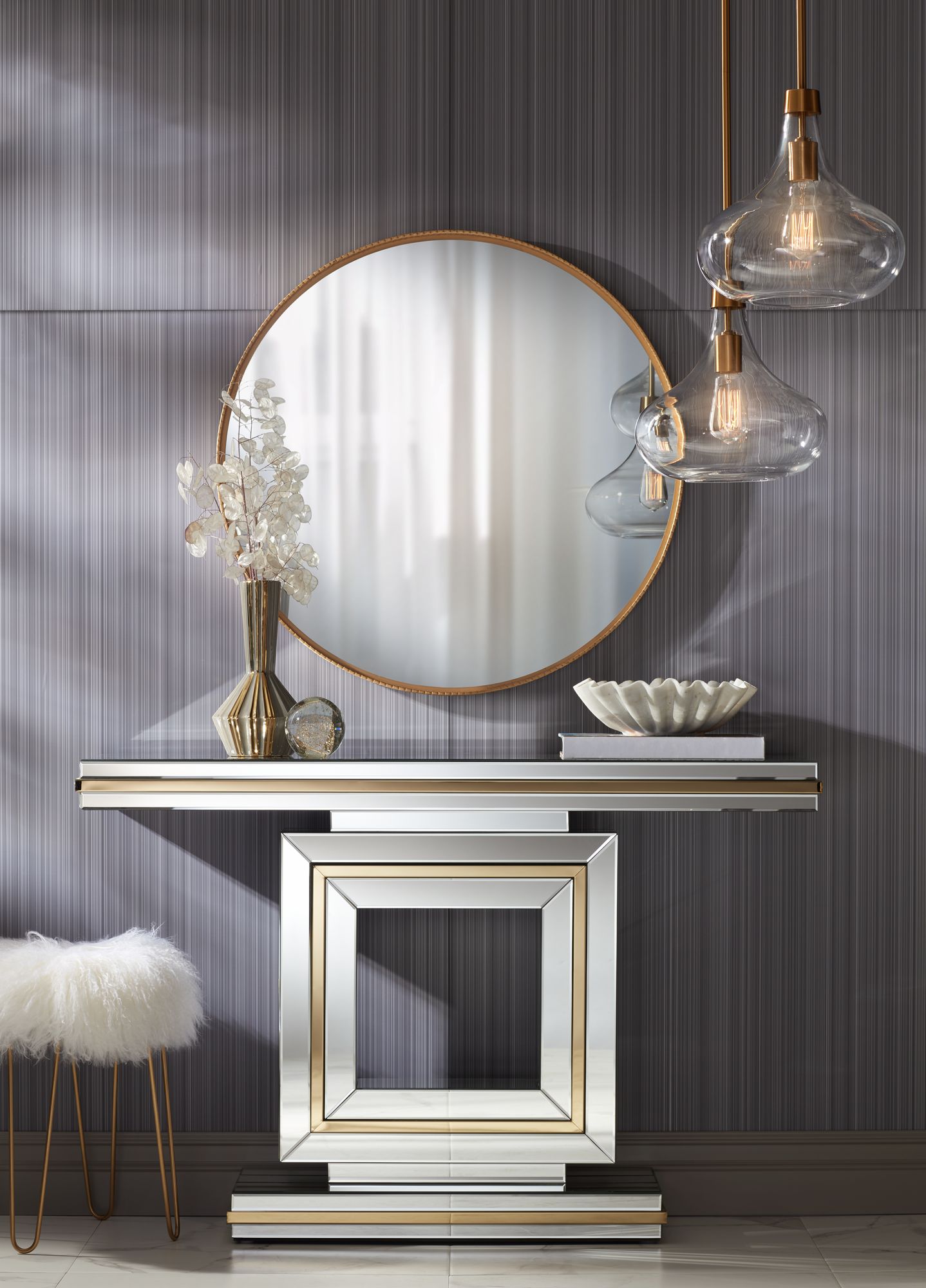 Image 1 Possini Euro Asni 11" Wide Antique Gold and Glass Modern Mini Pendant in scene