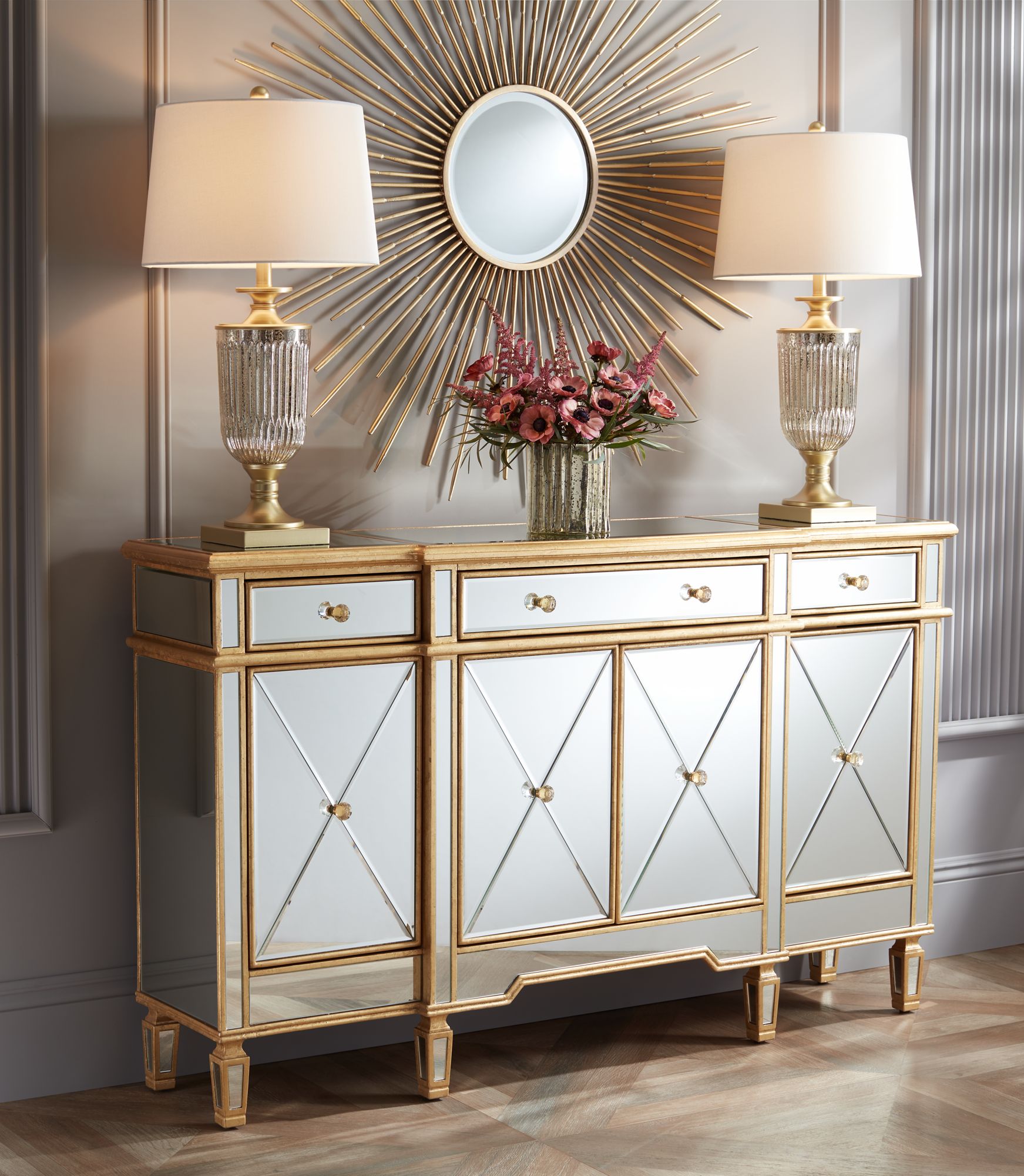 gold mirrored lamp