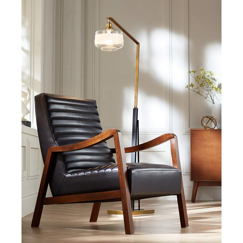 Image 1 55 Downing Street Columbe Brown Faux Leather Modern Lounge Arm Chair in scene