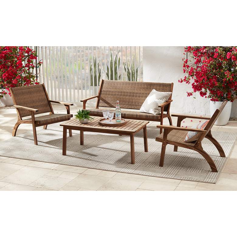 Image 1 Perry 55 1/4 inch Wide Natural Wood Outdoor Sofa in scene