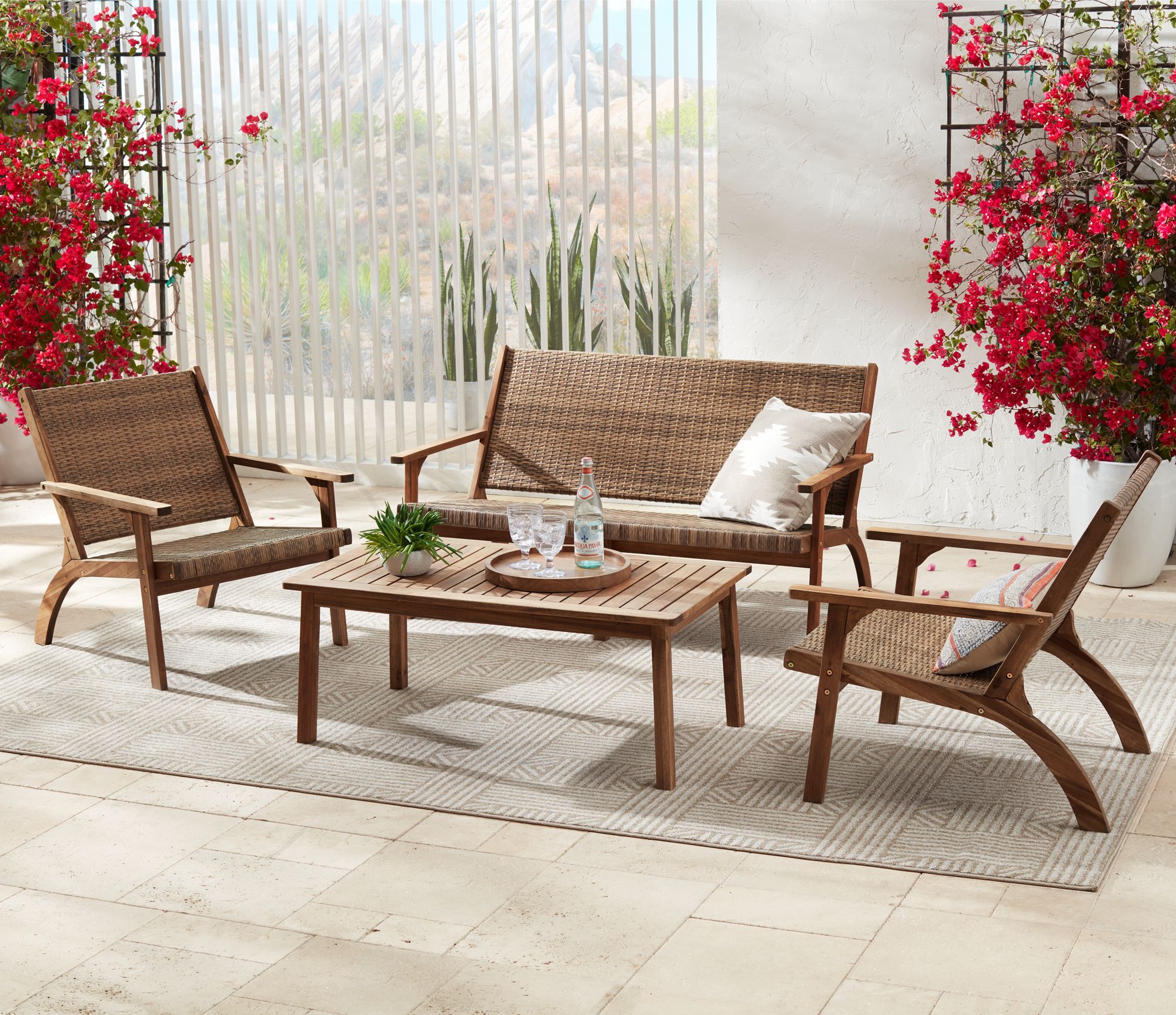 Perry 43 1/4" Wide Wood Outdoor Coffee Table in scene