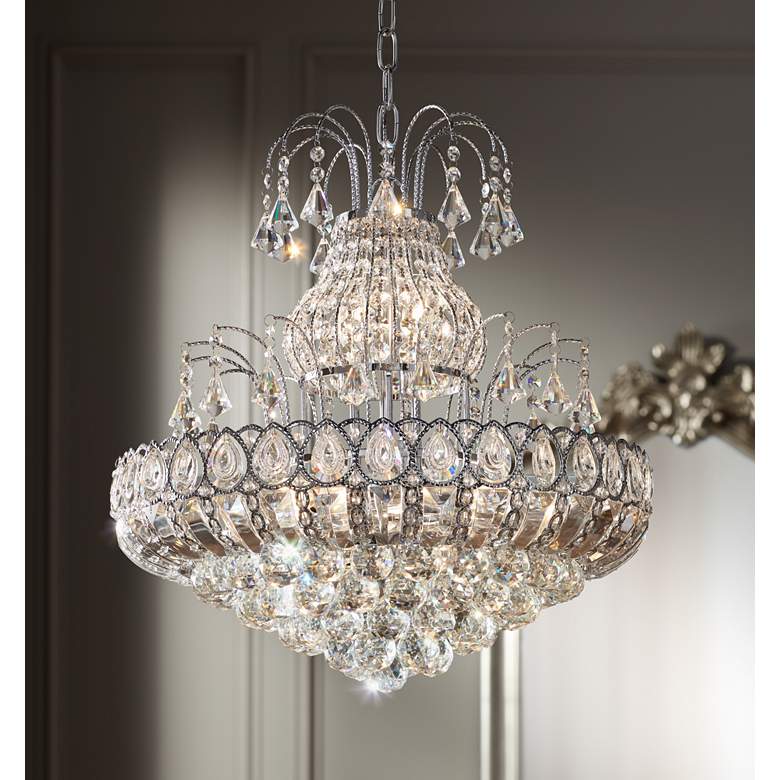 Calylah 21 1/2&quot; Wide Chrome and Crystal Chandelier in scene