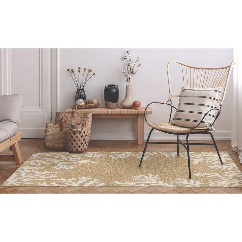 Image 1 Capri Coral Border 162012 5'x7'6" Natural Outdoor Area Rug in scene