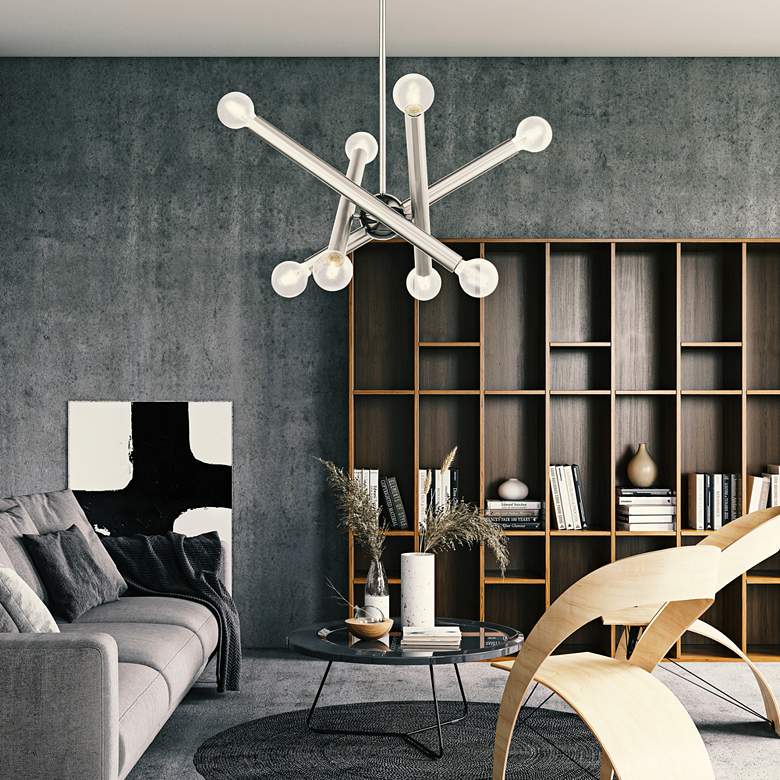 Image 1 Stafford 8 Light Brushed Nickel Chandelier in scene