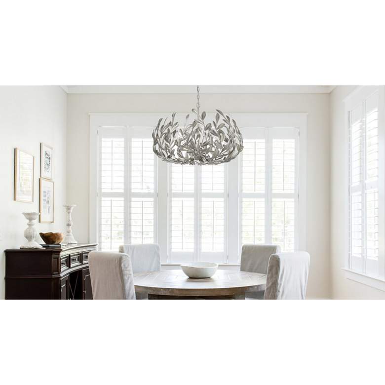 Image 1 Crystorama Broche 27" Wide Antique Silver 6-Light Chandelier in scene