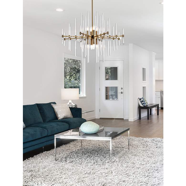 Image 1 Sienna 31" Wide Gold Metal Clear Glass 8-Light Pendant in scene