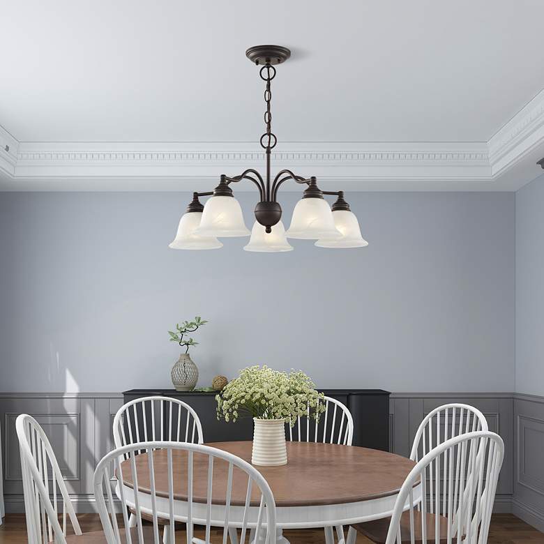 Image 1 Essex 24" Wide Bronze Metal 5-Light Chandelier in scene