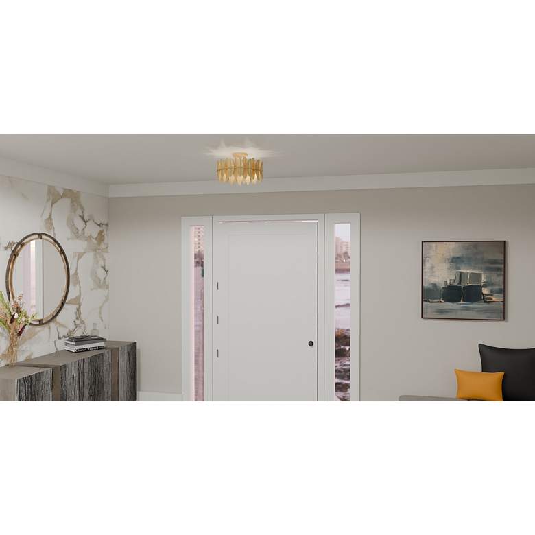 Image 1 Quoizel Liza 16" Wide Gold Leaf 3-Light Ceiling Light in scene