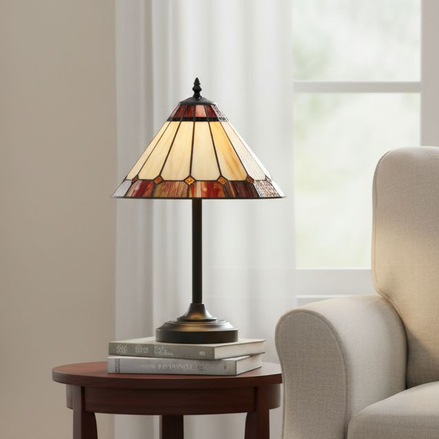Image 1 Robert Louis Tiffany Albany 19 3/4" Tiffany Style Art Glass Table Lamp in scene