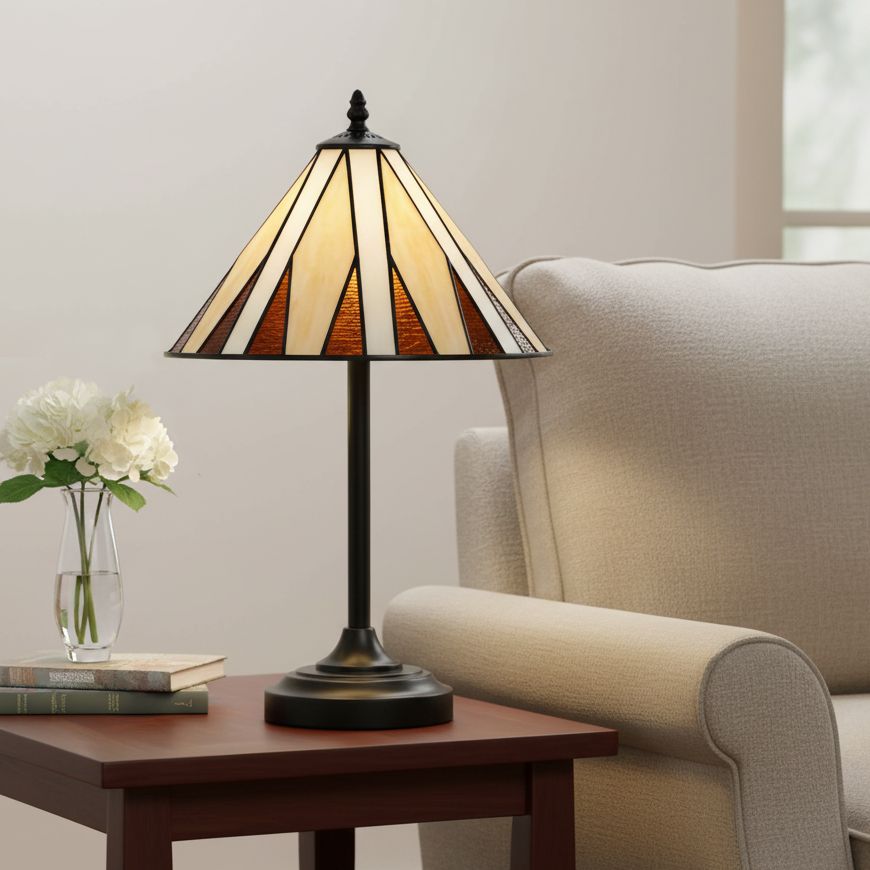 Image 1 Robert Louis Tiffany Bedford 19 3/4" Tiffany-Style Glass Table Lamp in scene