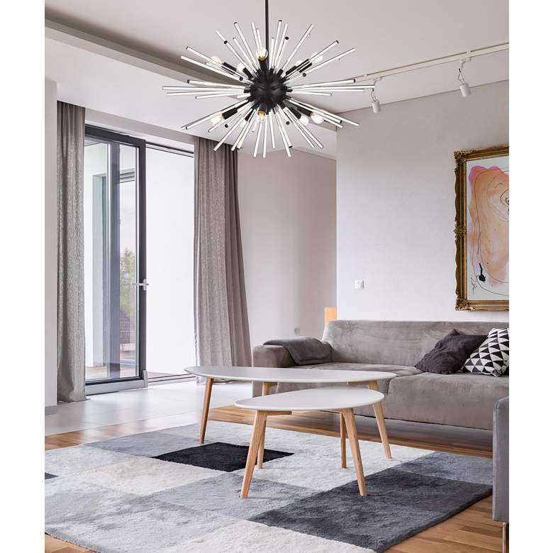 Image 1 Sienna 32"W Black and Clear Glass Sputnik 10-Light Pendant in scene