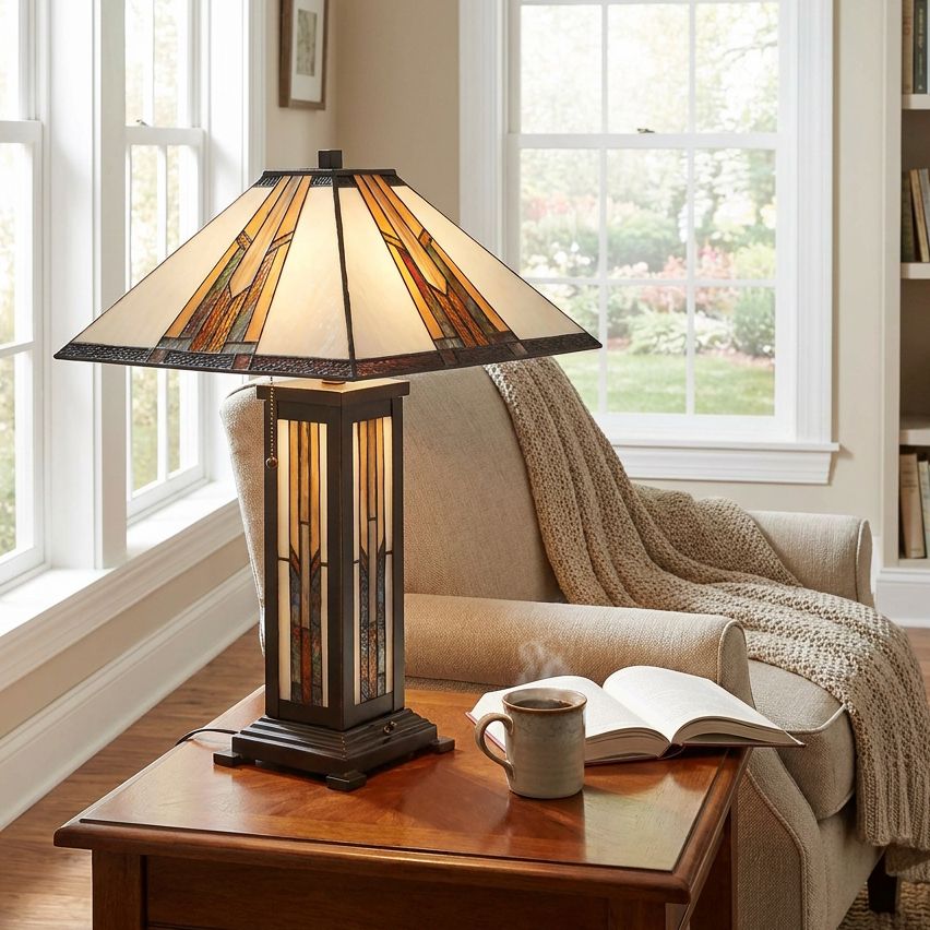 Image 1 Robert Louis Tiffany Yorkville 25" Tiffany Style Nightlight Table Lamp in scene