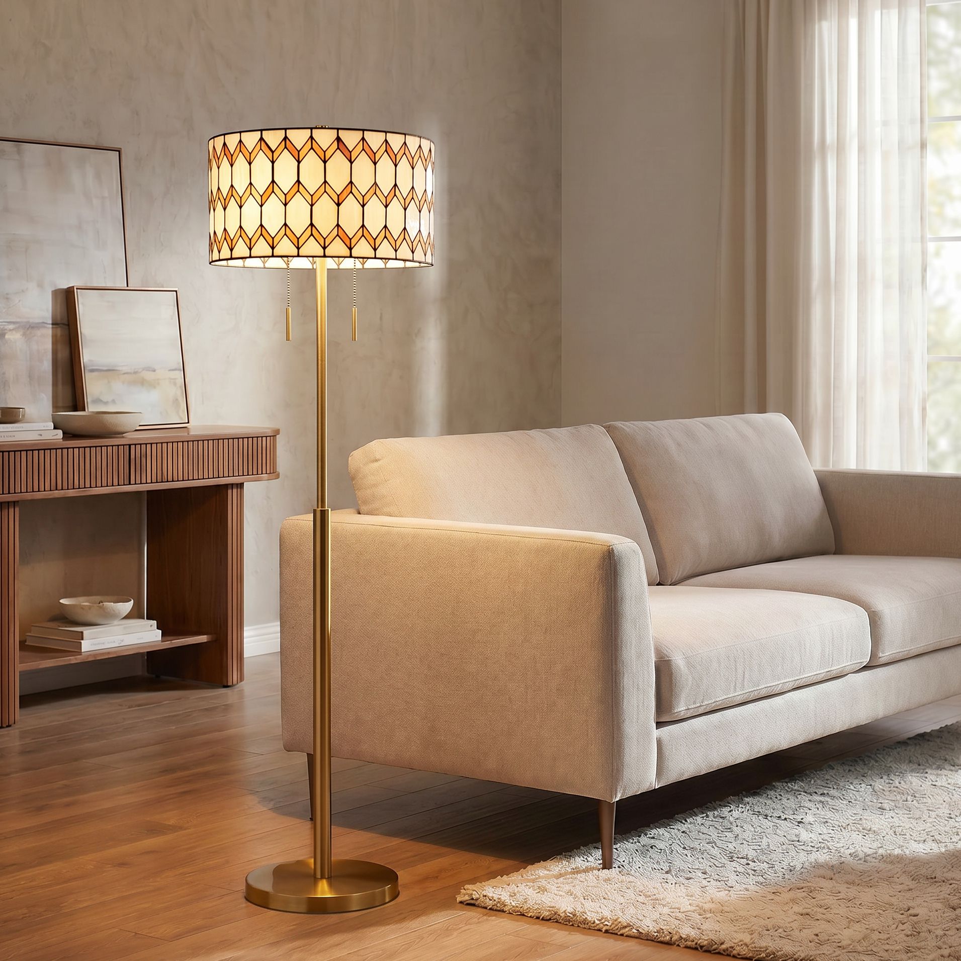 Image 1 Robert Louis Tiffany Lenox 63 3/4" High Art Glass 2-Light Floor Lamp in scene