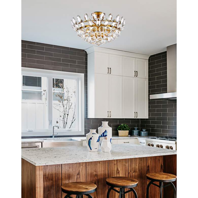 Image 1 Emilia 18"W Brass and Clear Crystal 5-Light Ceiling Light in scene