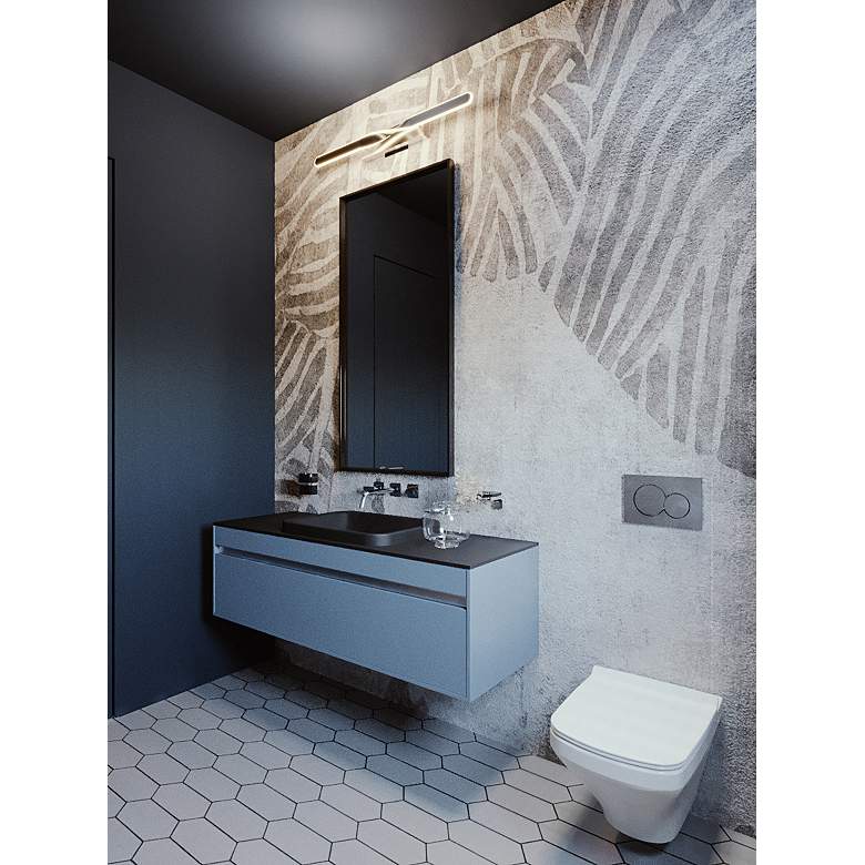 Image 1 Twist 23 3/4" Wide Satin Nickel LED Vanity Bath Light in scene