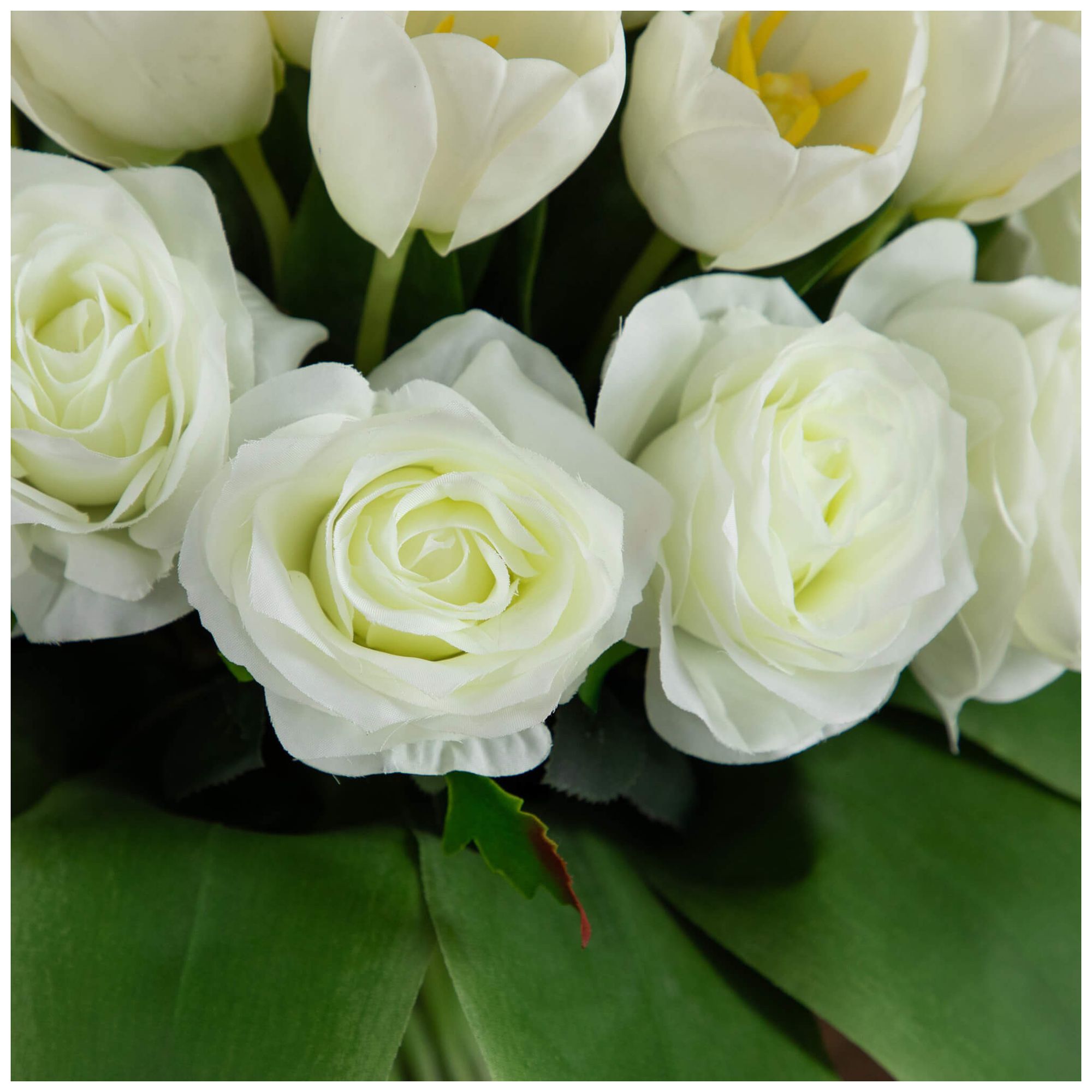 Image 4 20in. Artificial Roses and Tulips Arrangement in Glass Vase more views