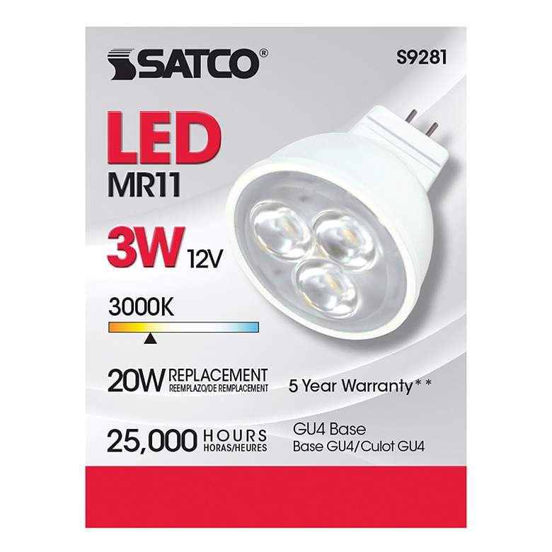 Image 3 20W Equivalent Satco Clear 3W LED Non-Dimmable Bi-Pin Bulb more views