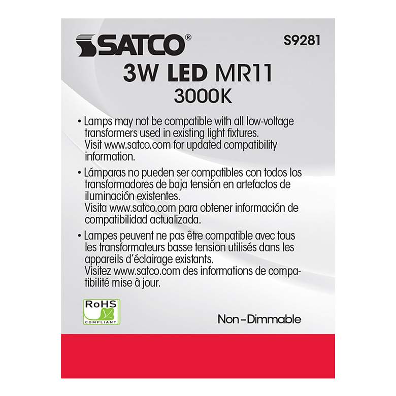 Image 6 20W Equivalent Satco Clear 3W LED Non-Dimmable Bi-Pin Bulb more views