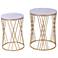 21.1" High Nested Marble Top Round Tables - Set of 2