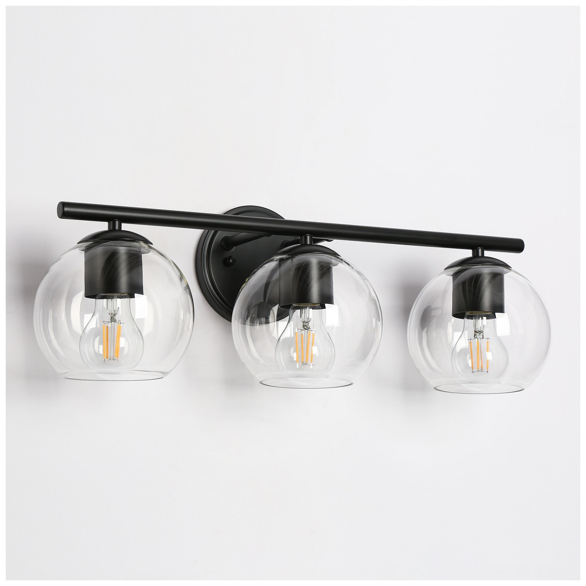 Image 4 21.5" Wide Black 3-Light Vanity Light with Clear Glass Shades more views