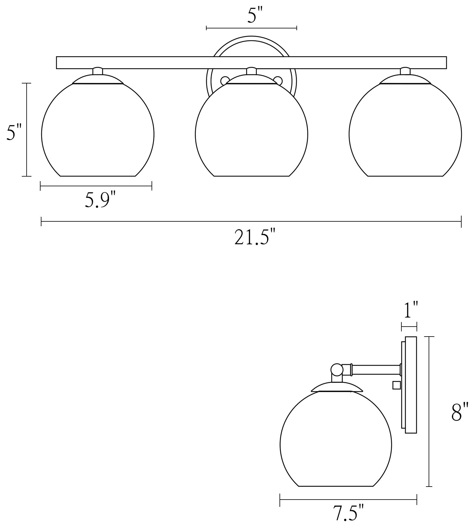 Image 5 21.5" Wide Black 3-Light Vanity Light with Clear Glass Shades more views