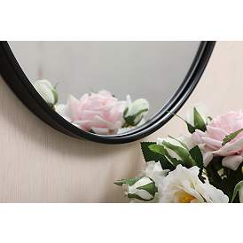 Image5 of 21-in W x 21-in H Metal Frame Round Wall Mirror in Black more views