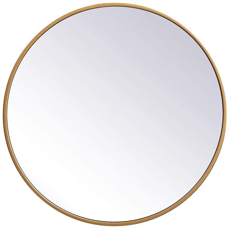 Image 1 21-in W x 21-in H Metal Frame Round Wall Mirror in Brass