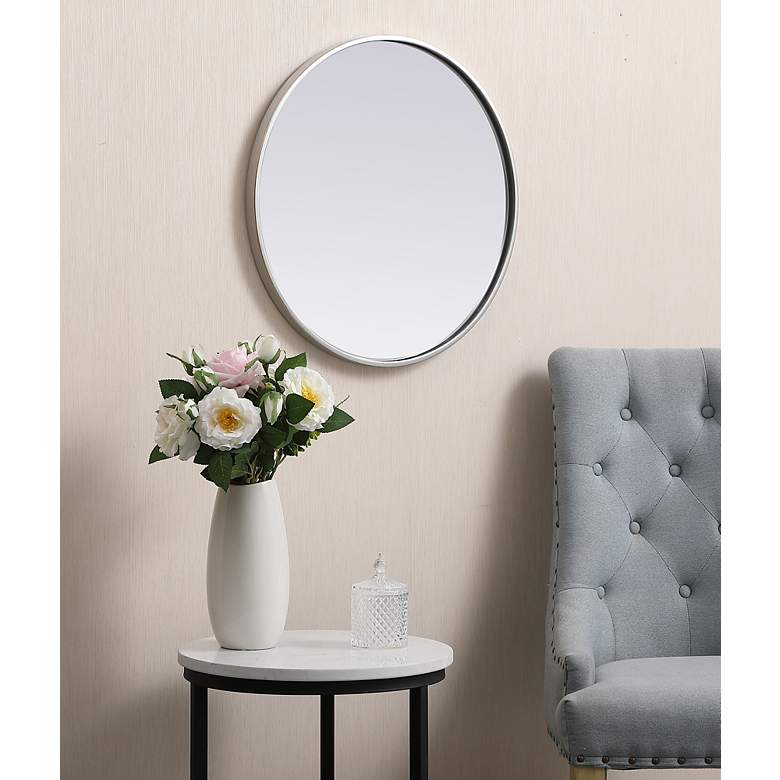 Image 4 21-in W x 21-in H Metal Frame Round Wall Mirror in Silver more views
