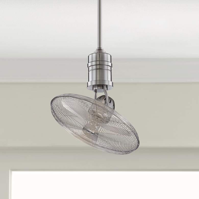 Image 1 21" Craftmade Bellows III Nickel Damp Rated Rotational Fan with Remote