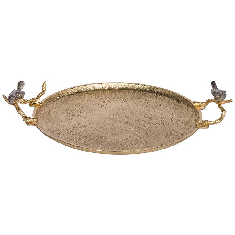Image 1 21 inch Wide Shiny Gold Contemporary Decorative Tray