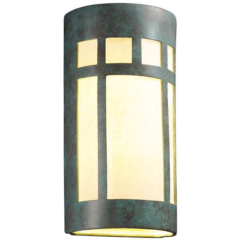 Image 1 21"H Open White Accented Verde Patina Really Big Prairie Window LED Sc