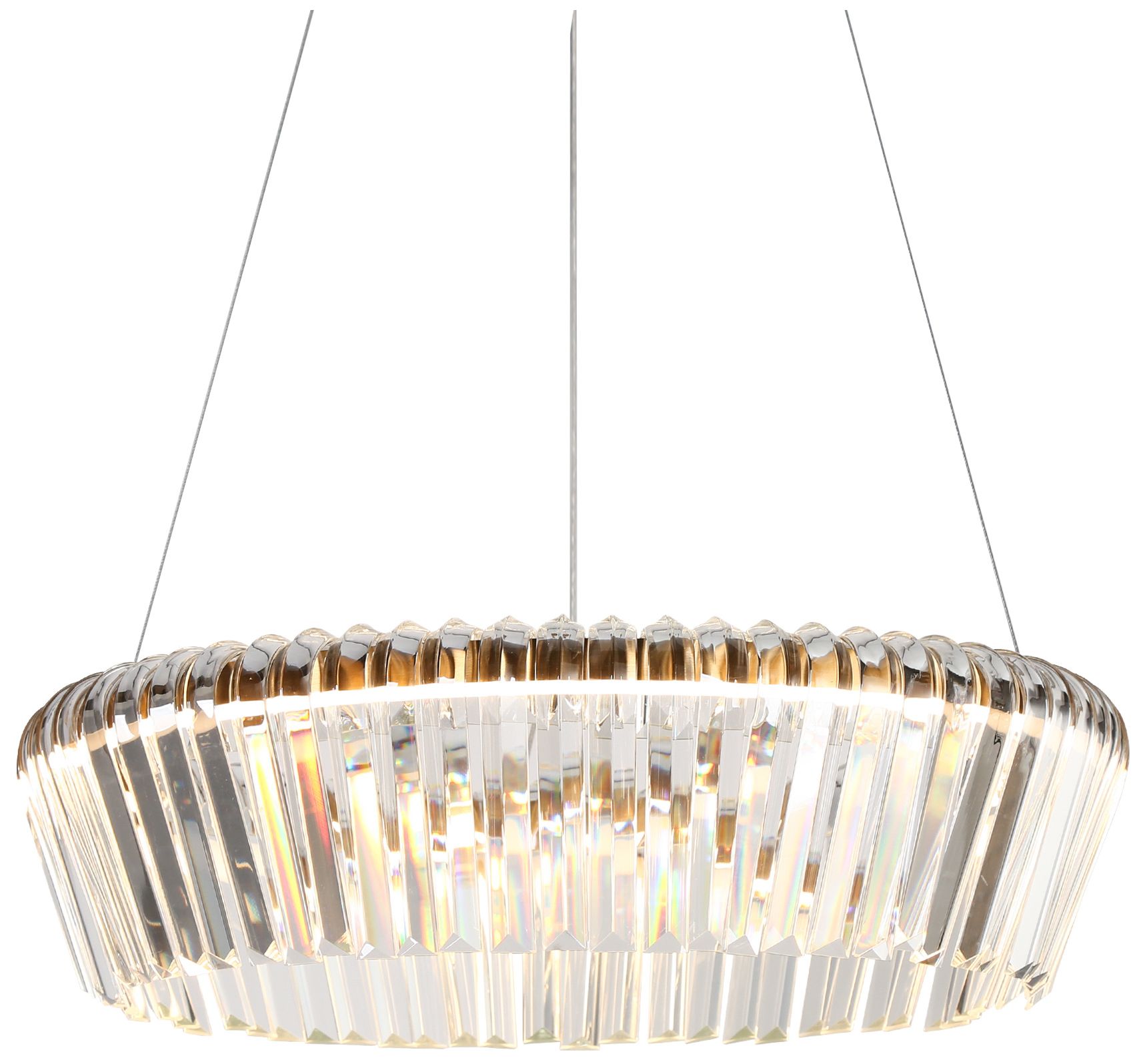 Image 2 21"Wide Circle Gold LED Crystal Chandelier