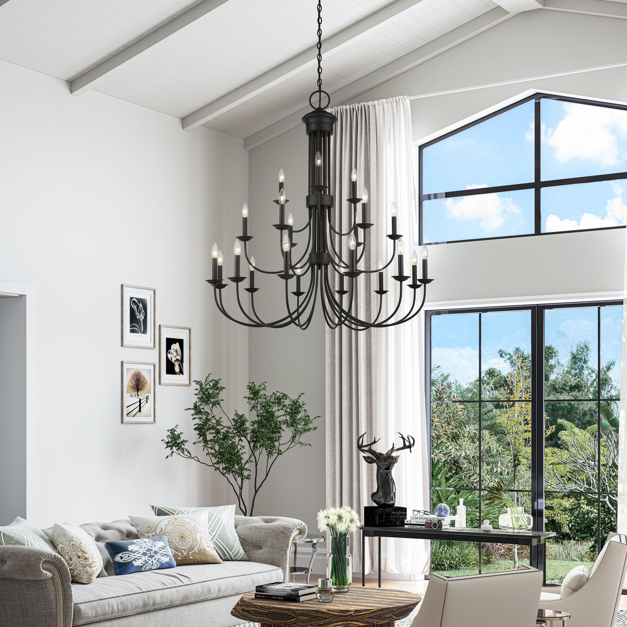 21 Light Black Extra Large Chandelier